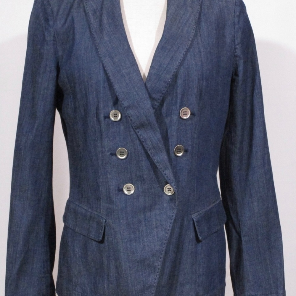 WHBM Denim Double-Breasted Blazer Size 4